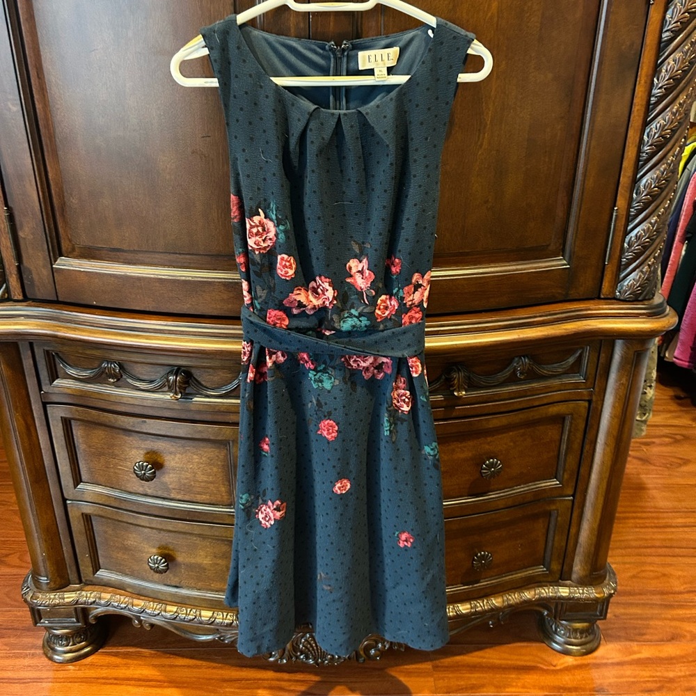 Elle teal dress with Pink Floral design